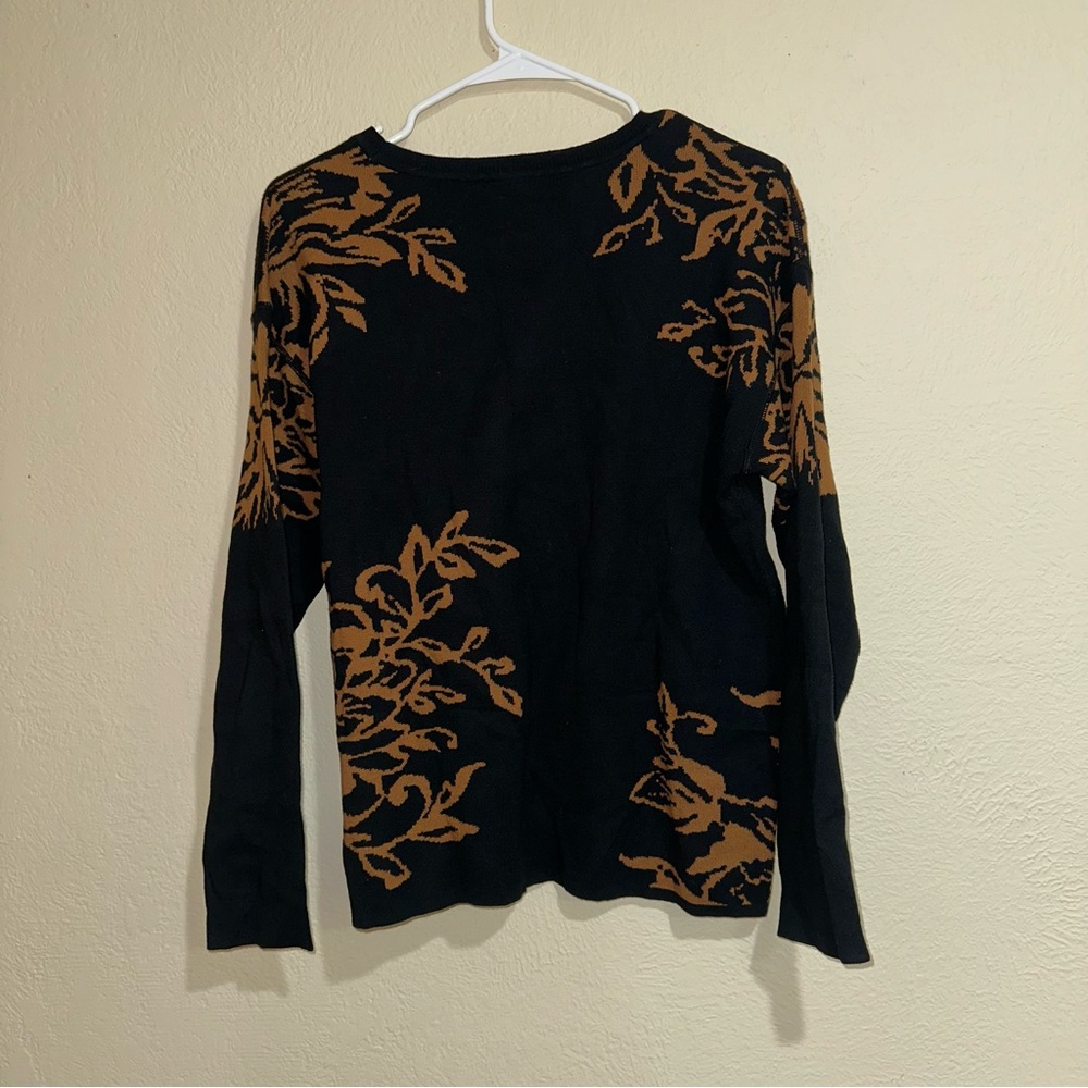 Tribal Black & Brown Pattern Pullover Sweater - image 2